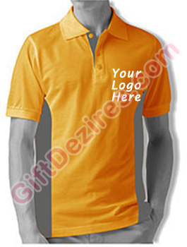 Designer Tangerine and Grey Color Polo Logo T Shirt